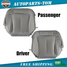 For 2002 Cadillac Escalade Driver & Passenger Leather Bottom AC Seat Cover Gray