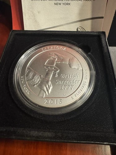 2015 Saratoga America the Beautiful BURNISHED 5 oz Silver Coin Uncirculated
