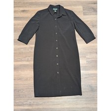 Lauren Ralph Lauren Black Button Front Collared Shirt Dress Size 10