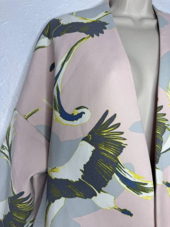 Chaqueta Kimono Estampado Grúa H&M Plumero Rosa Forrada Para Mujer’s M Foto 4 de 4