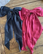 Set of 2 Red and Black Bows with Claw Clips Hair Bows, New In Package