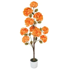 Artificial Hydrangea Tree, Fall Tree for Outdoor Indoor Porch Entryway, Orang...