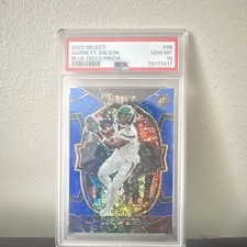 2022 Panini Select Concourse Garrett Wilson #88 Blue Disco Prizm/25 PSA 10