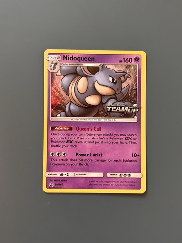 Pokemon TCG 2019 Sun & Moon Team Up Stamped Black Star Promo: Nidoqueen SM160 LP