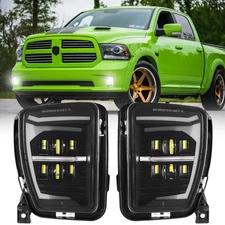 Pair DRL LED Bumper Fog Light for Dodge Ram 1500 2013 14 15 16 17 2018 Pickup