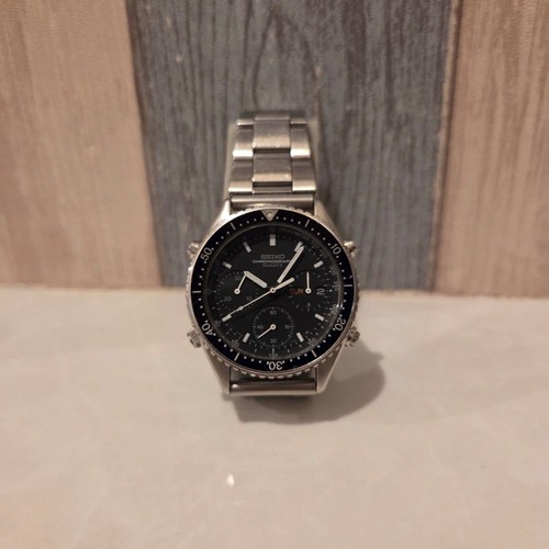 Seiko Speed Master 7A38-6040 Chronographe Jour Date St Acier Quartz Hommes Watch - Photo 1 sur 10