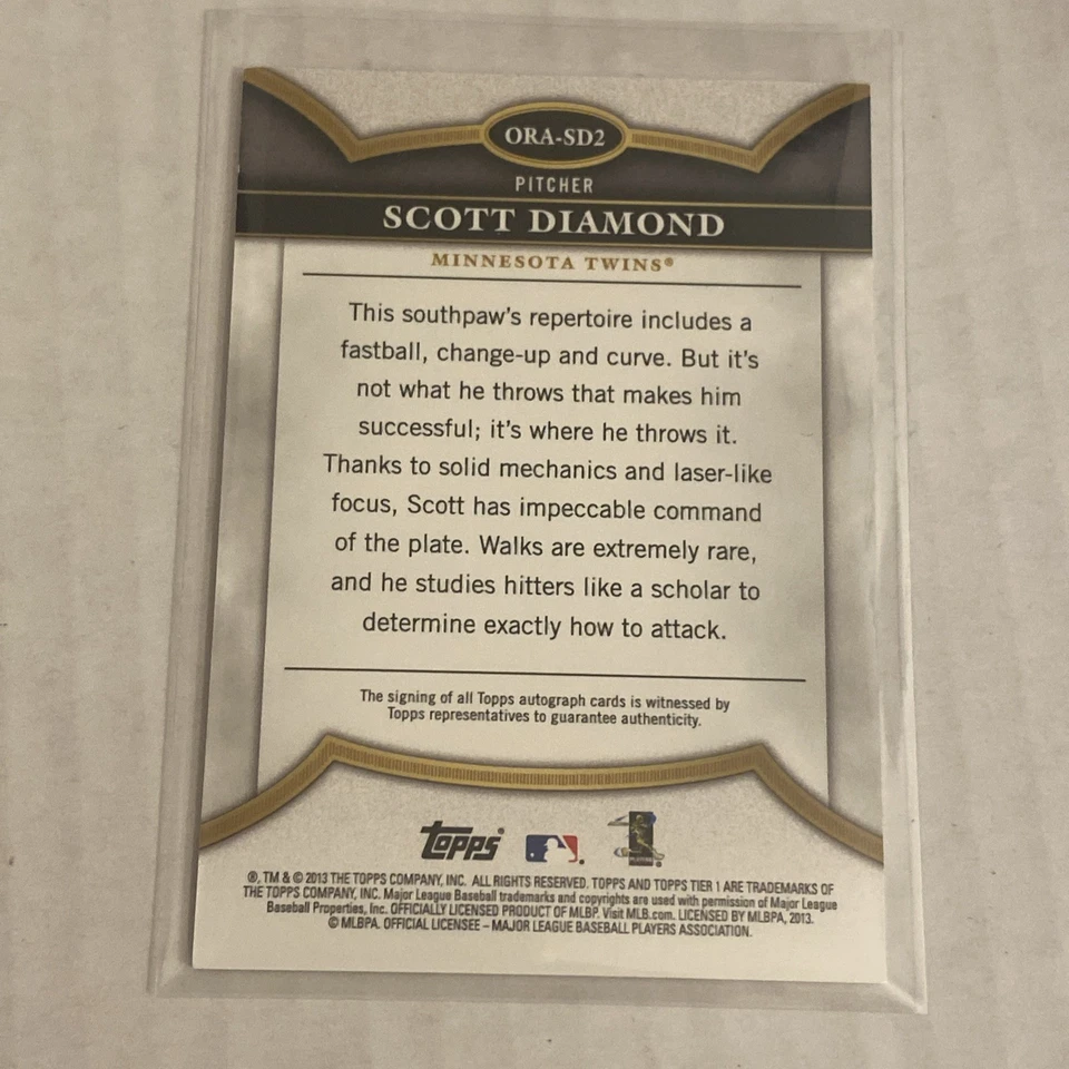 2013 Topps Tier One Scott Diamond On Card Auto Autograph /399 - Image 2 of 2