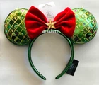 BNWT Disney BaubleBar Christmas Holiday Green Minnie Mouse Ears Headband