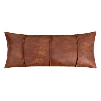 Vfuty 14x36 Lumbar Pillow Cover, Faux Leather Extra Long Decorative Body Pill...
