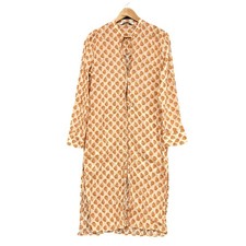Zara Dress Womens XS Beige Floral Shirt Button Front Midi Long Sleeve Boho 52701