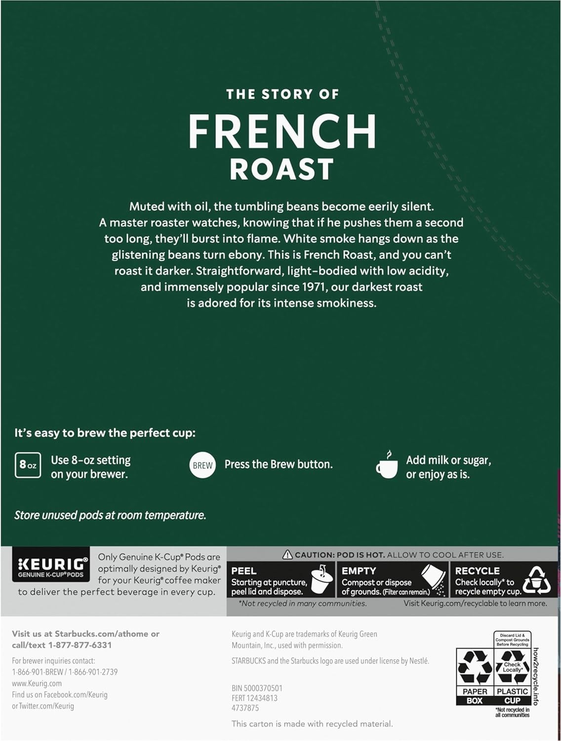 Starbucks K-Cup Coffee Pods, Dark Roast,French Roast for Keurig Brewers, 96 Pods