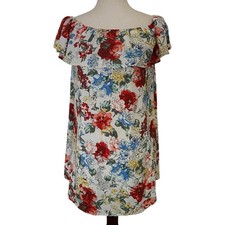 Abercrombie & Fitch Floral Off-The-Shoulder Ruffle Mini Dress White Small