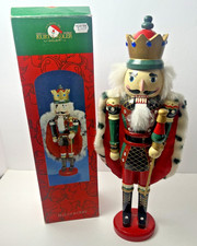 Kurt Adler Nutcracker Old World King Prince Fur Cape Crown Jewels 15" IOB