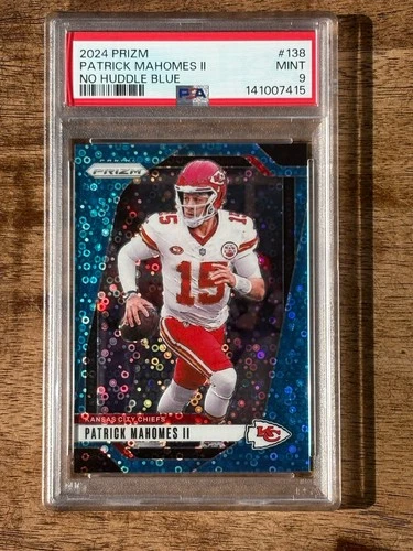 2024 PANINI PRIZM PATRICK MAHOMES II #138 NO HUDDLE BLUE /99- PSA 9 MINT