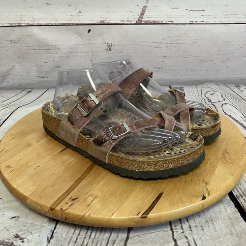 BIRKENSTOCK Mayari Brown Leather Sandals Comfort Slide Womens Sz 39 US 8