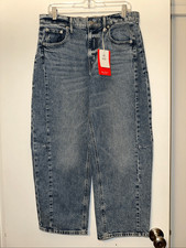 Lucky Brand Women  s Barrel Leg Jeans Medium Blue Wash High Rise Size 6/28 A NWT