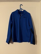 Nike Sweater Mens Large Blue 1/4 Quarter Zip Sweatshirt Pullover Therma-Fit