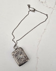 1886 Victorian Sterling Silver Vesta Match Safe Pendant Engraved w/ Chain