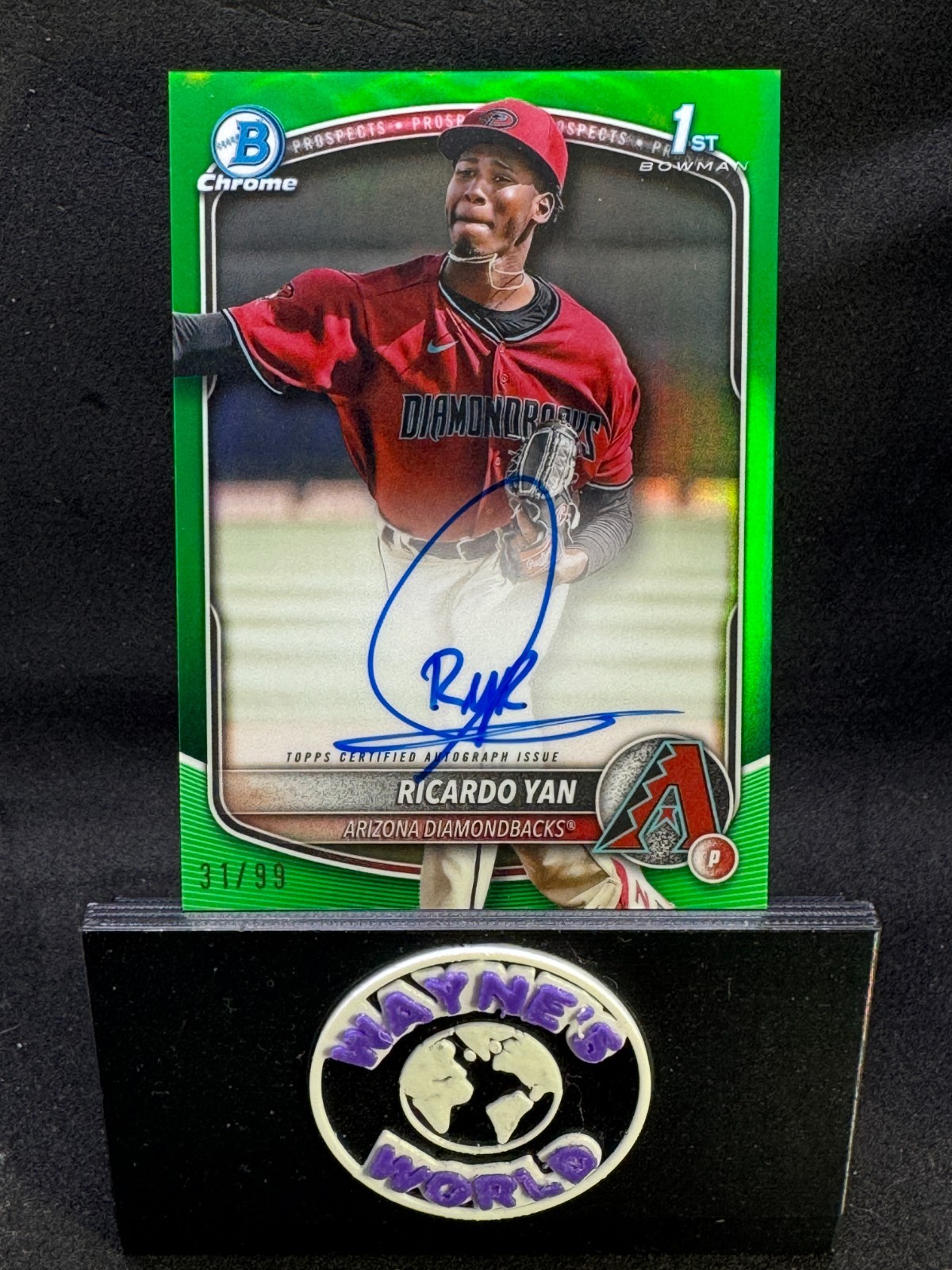 RICARDO YAN 2025 Bowman Chrome 1ST BOWMAN GREEN REFRACTOR AUTO /99 CPA-RY DBacks