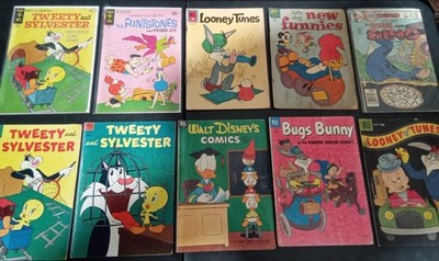 Lot Of 10 Vintage  Walt Disney  Comics  Golden Age Silver Age  See Pics