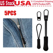 5 PCS Black Paracord Zipper Pulls for Backpacks Jackets Luggage Survival Kits