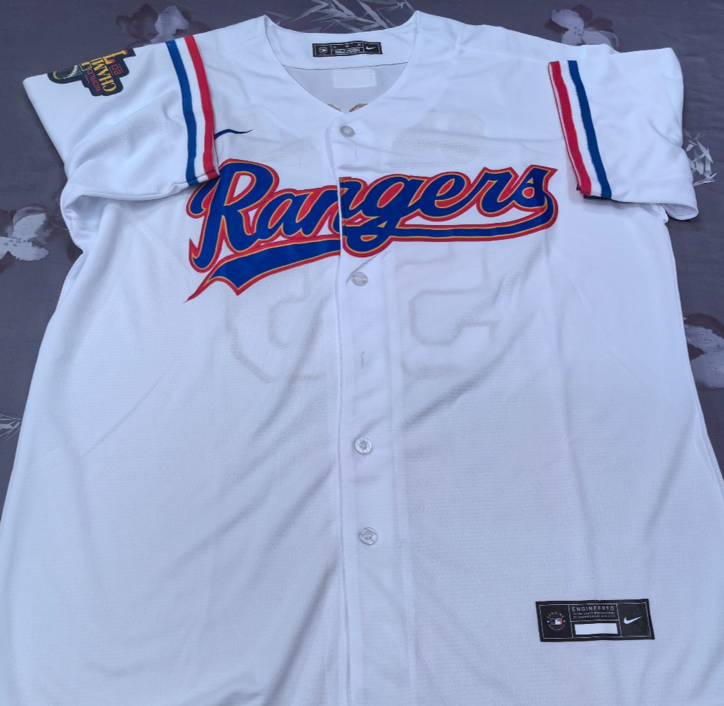 Adolis García #53 Rangers White/Gold Collection Cool Base Sewn