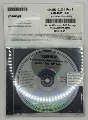 TOSHIBA Recovery and Applications Drivers DVD Satellite M60 Series DISK HOME