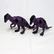 Lot of 2 3.5" x 5.5" Dinosaur Action Figures Pachycephalosaurus Purple Black