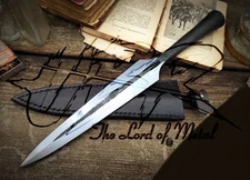 18" UBR CUSTOM HANDMADE HIGH CARBON STEEL HUNTING SPEAR HEAD WITH LEATHER SHEATH