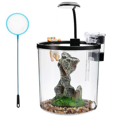 Aquarium Small Fish Tank with Oxygen Sys, All-in-one Desktop Aquarium Kit Office