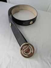Christian Dior Black Belt with Round Buckle Women Sz 100 cm Made In Italy