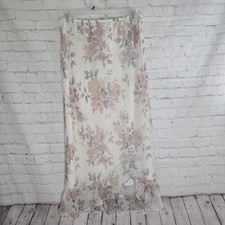 VTG JBS Ivory Victorian Floral Fairy CottageCore Asymmetrical chiffon skirt 16