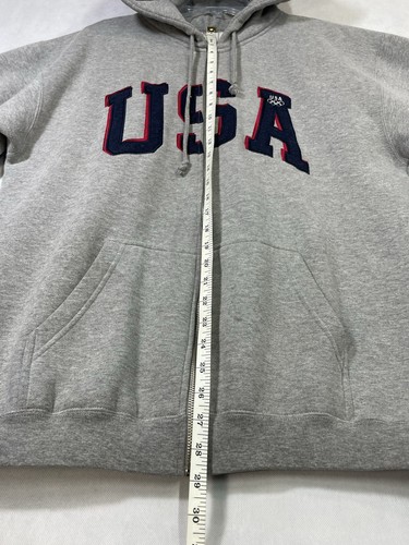 Rare Vintage USA Olympics Hoodie Sweatshirt Mens Size Medium Full Zip Gray - Picture 9 of 12