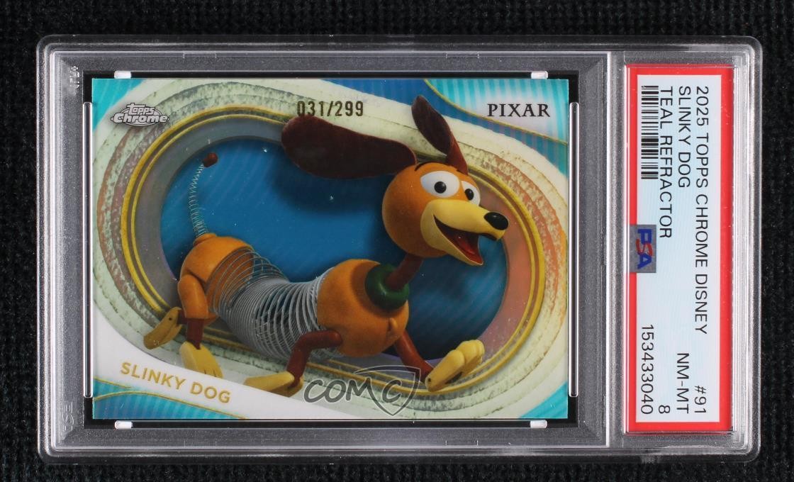 2025 Topps Chrome Disney Teal Refractor 31/299 Slinky Dog #91 0s72