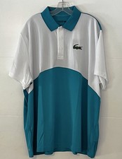 LACOSTE SPORT MIAMI OPEN ULTRA DRY TURQUOISE/WHITE TENNIS SHIRT 4XL NEW NWT