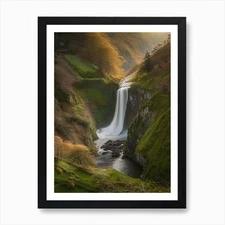 Pistyll Rhaeadr, United Kingdom Rea Framed Wall Art Poster Canvas Print Picture
