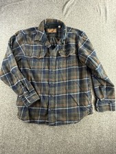 Orvis Heavy Flannel Shirt Mens XL Blue Plaid Long Sleeve Button Up