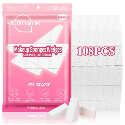 108 Pcs New Makeup Sponges Wedges for Face Foundation, Latex-Free Triangle Cosme
