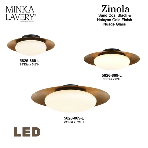 Minka Lavery 5625-L Zinola 15"W LED Semi-Flush Mount Ceiling - Halcyon Gold / - Picture 2 of 11