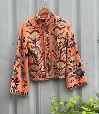 Velvet Jacket, Embroidered Outwear, Suzani Waistcoat, Women Wear Uzbek Coat