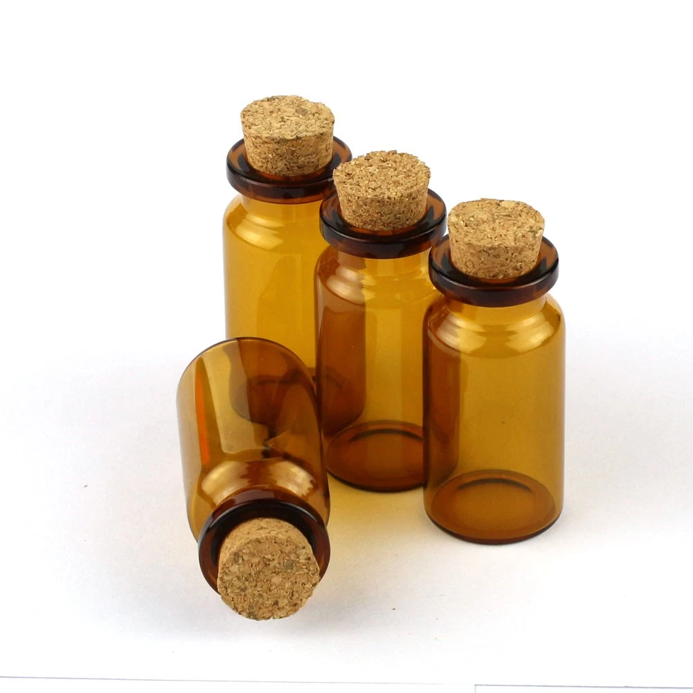 Bottles with Cork Tiny 22x40mm Jars Amber Glass bottles 30-100 pieces Bottle 7ml