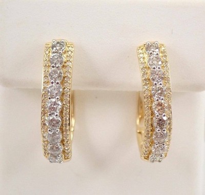 2Ct Lab Created Diamond Round Huggie Hoop Earrings 14K Yellow Gold Silver Plated