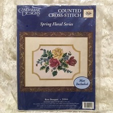 Floral Counted Cross-Stitch Candamar Designs Rose Bouquet 51044 8x10