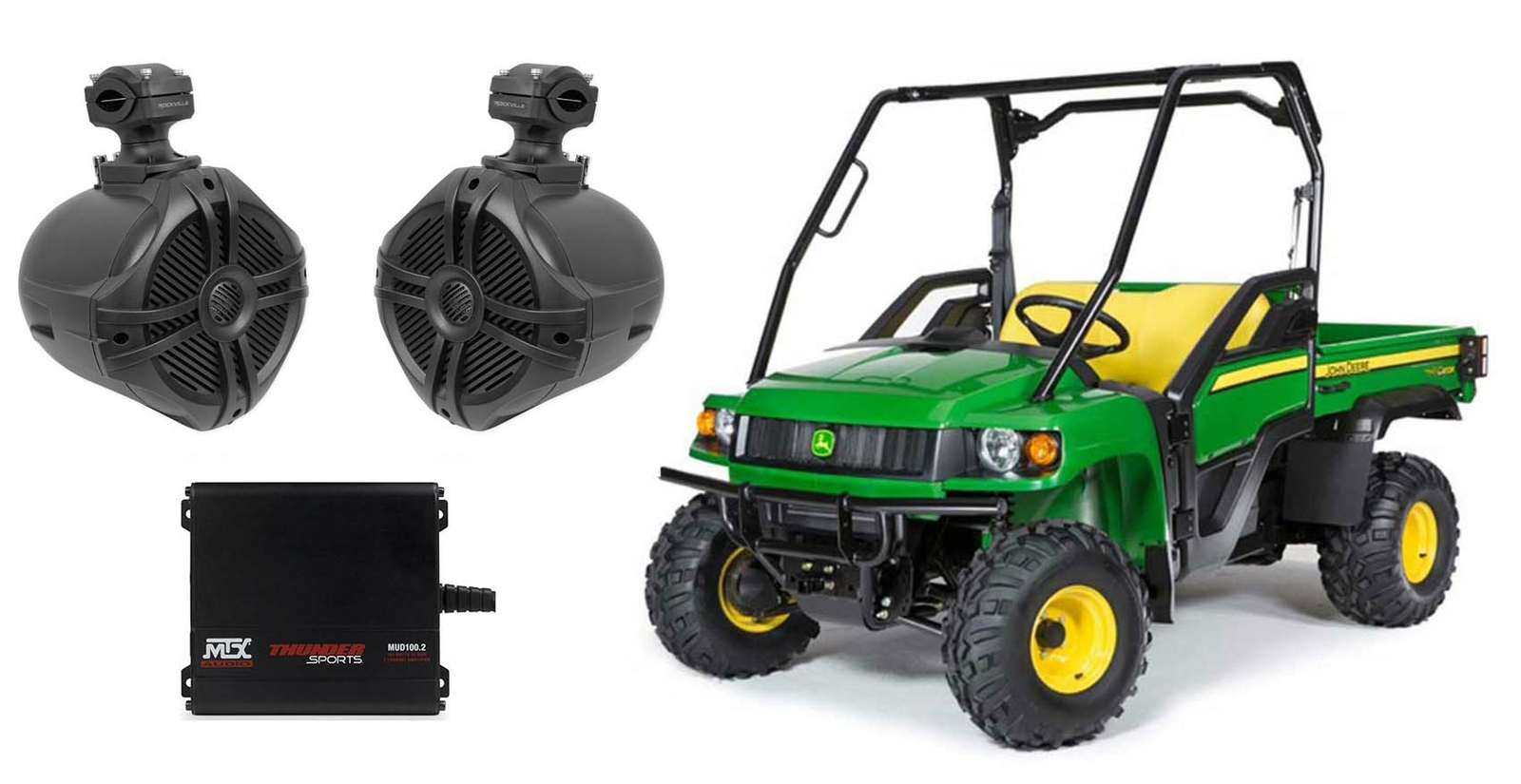 2 Колонки Tower с 65-дюймовым каркасом 2-канальный усилитель MTX для John Deere Gator