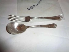 * WM ROGERS & SON AA "WENTWORTH"  SILVER PLATE SUGAR SPOON, TEASPOON & FORK 1910