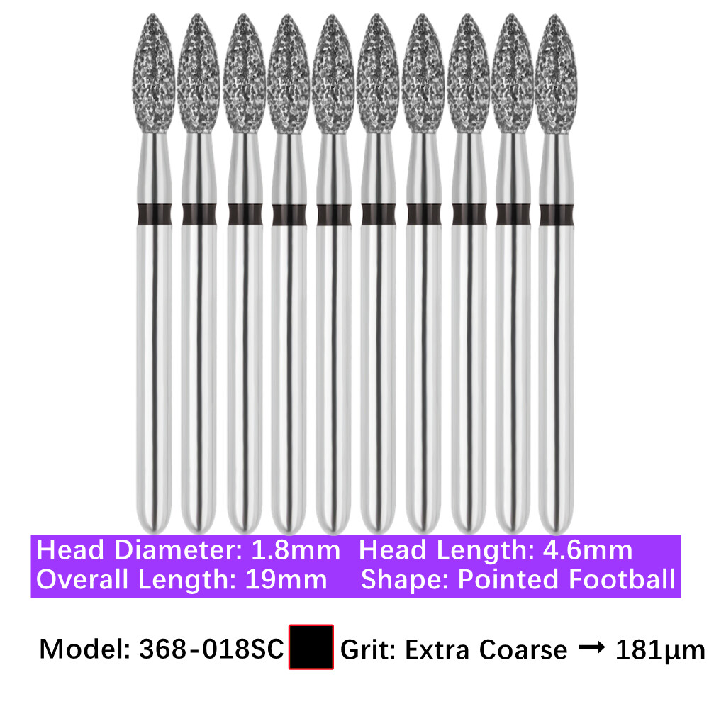 SUPÉR Multi-Use Diamond Football Bur 368/016XF EXTRA FINE - Pack Of 10 Dental Burs