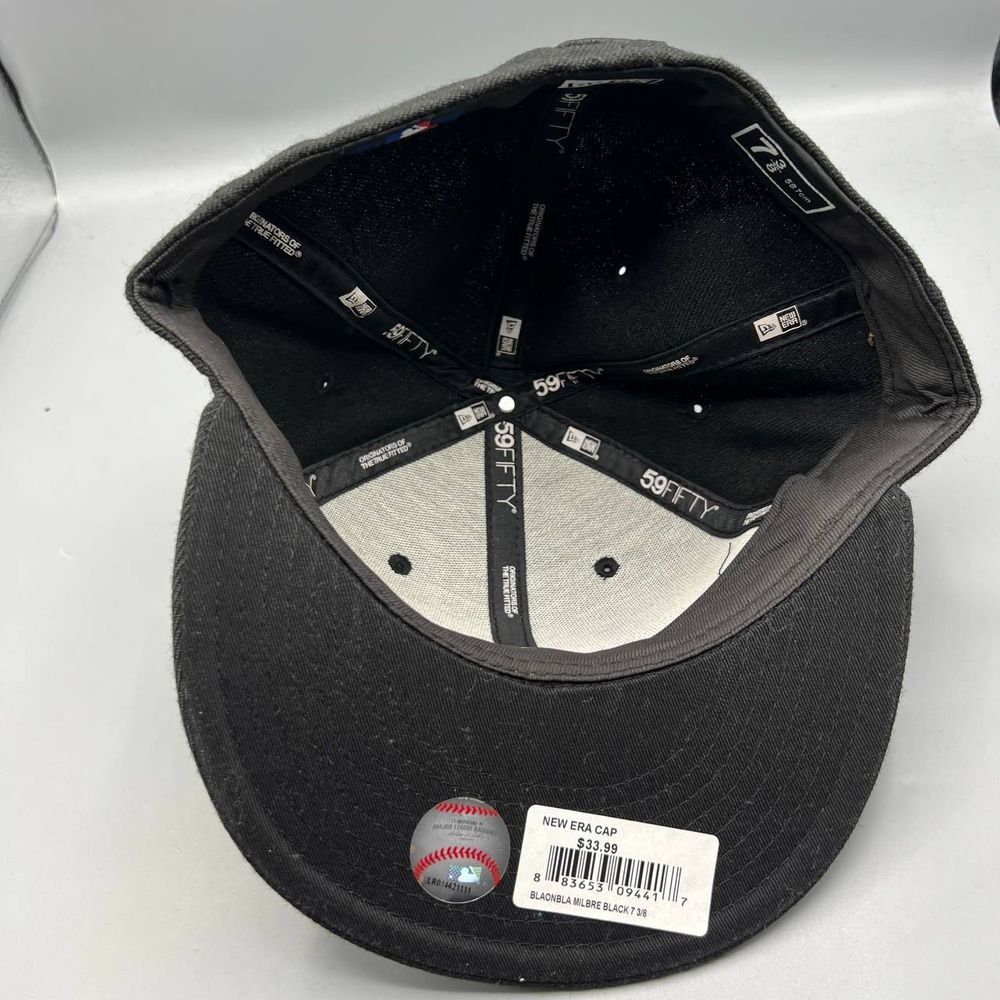 Milwaukee Brewers Hat Men 7 3/8 Black 59Fifty New Era Fitted Milwaukee Brewers Hat Men 7 3/8 Black 59Fifty New Era Fitted