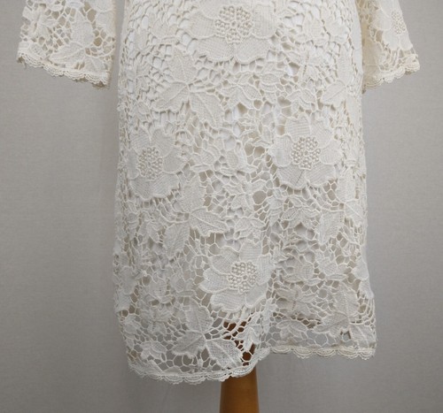 Velvet by Graham & Spencer Blumenmuster Spitze Midi Kleid Größe Medium creme & weiß - Bild 4 von 13