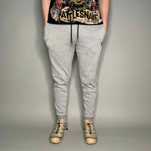 Akademiks Joggers Mens L Grey Cotton Sweatpants Black Logo - Picture 2 of 4
