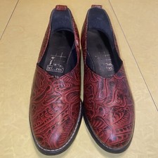 TIC TAC TOES Women's Red Tooled Leather Western Look Shoes Size 6M